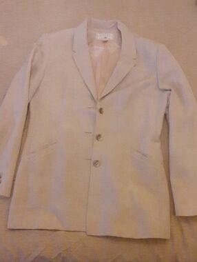 Light Beige Women's Blazer, EXPRESS, size 7/8, Fit Nice (tailored), Linen/rayon